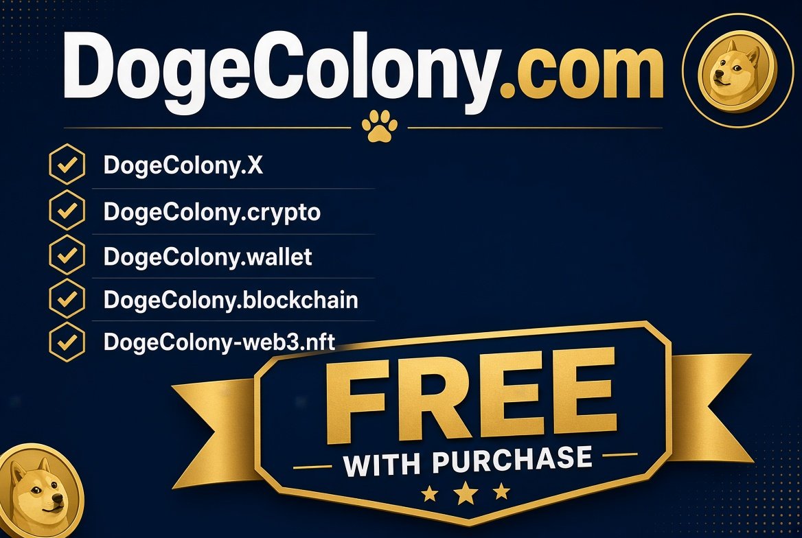 Dogecoin DogeColony.com for sale with five FREE web3 domains