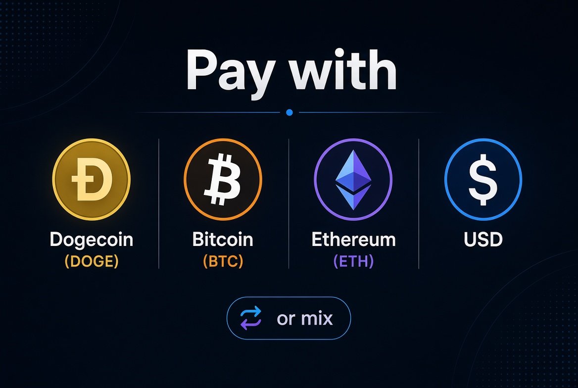 Buy DogeColony.com get Five FREE web3 domains and pay with crypto
